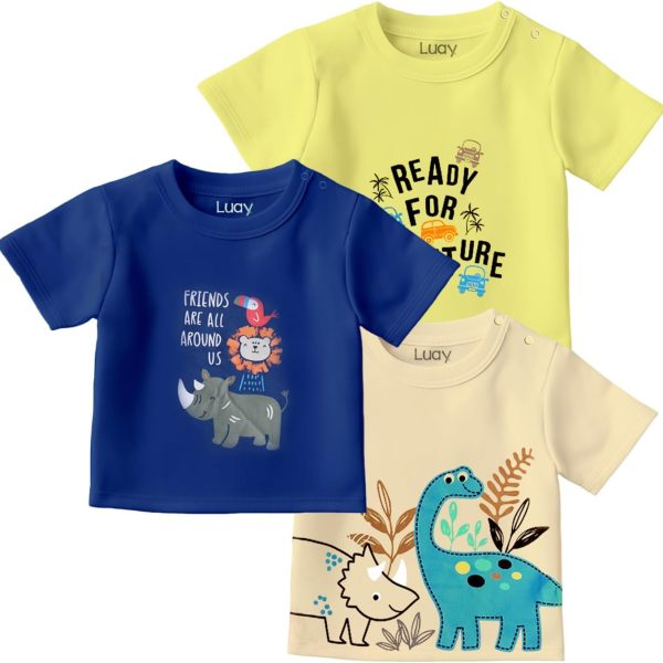 LUAY 100% Organic Cotton T-Shirts for Boys & Girls Festive Short Sleeve Styles in Vibrant Colors and Patterns for Kids and Toddlers_Regular Fit