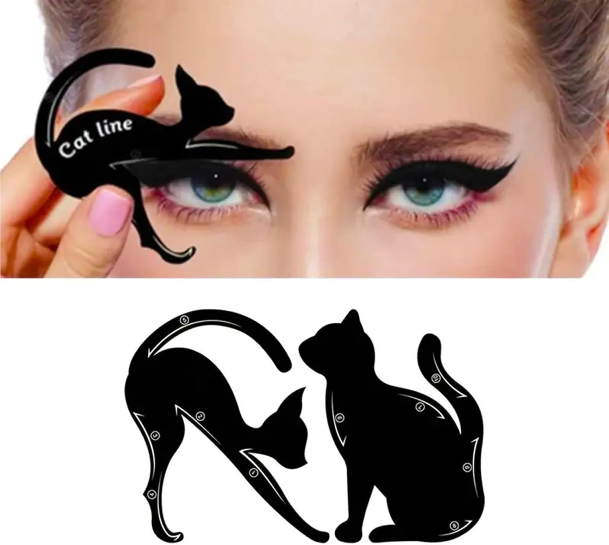 ⁦Tazweeq 4 Pcs Eyeliner Stencils for Cat Eye Winged, Different Effects, Eyeshadow Applicators, Tool Guide⁩ - الصورة ⁦7⁩