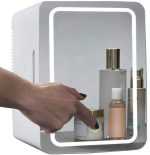 COOLBABY Mini Makeup Fridge, 8L Portable Cosmetic Refrigerator, Mirror And Led Lighting, Used for Beauty Skin Care in Home & Car, White, CZBXHZJ