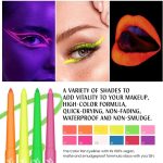 ⁦KASTWAVE UV Neon Gel Eyeliner Pencil Makeup Set Kit, 12 Colors Rainbow Halloween Shades Eye Liner, Glow in Dark Colorful Retractable Eyeliner, Waterproof Smudge Proof Long-Lasting Gel Pencil⁩ - الصورة ⁦3⁩