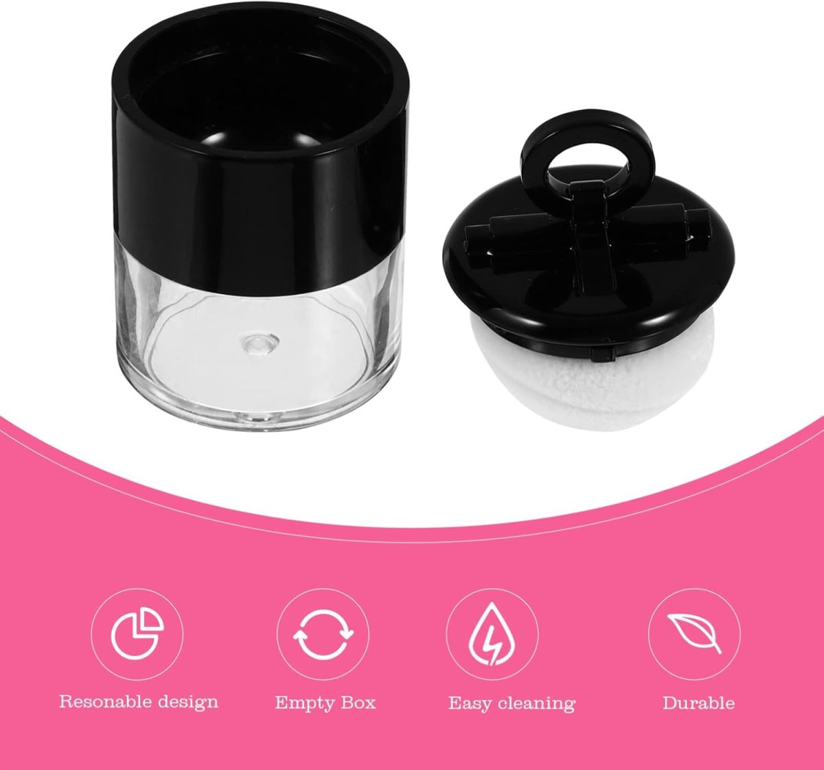 ⁦Empty Loose Powder Box, with Powder Puff and Sifter Refillable Plastic Loose Powder Containers DIY Makeup Powder Case Powder Jar for Makeup Face Body Loose Powder, 2 Pack, Black Empty Loose Powder Box⁩ - الصورة ⁦7⁩