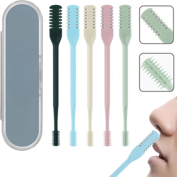 OSHIMA 2-in-1 Nasal Hair Cutter 5-Pack Nasal Hair Cutter Double-Blade 360° Rotating Nose Hair Knife Double Sided Nose Hair Trimmer, Portable Nostril Hair Remover Tool for Women Men