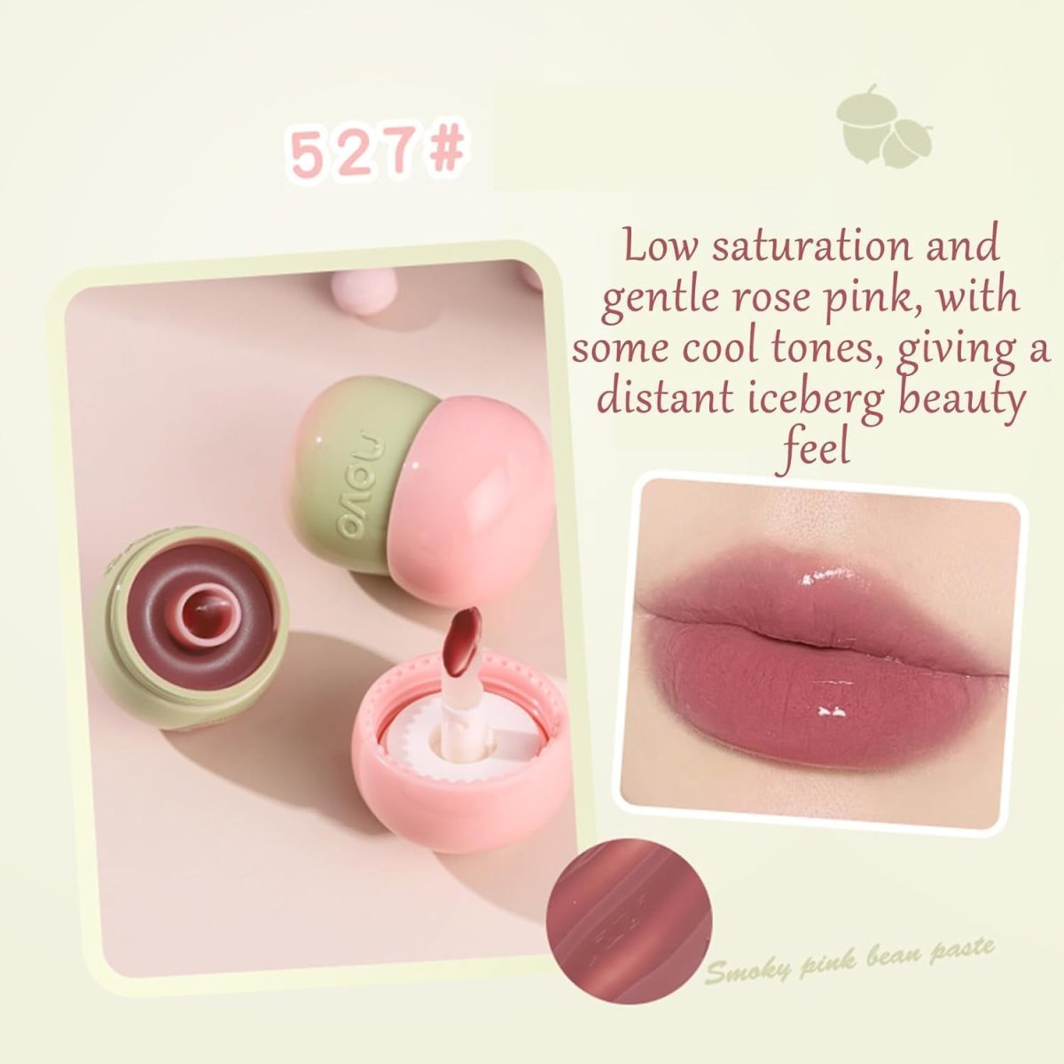 ⁦4Pcs Tinted Mushroom Lip Gloss, Long Lasting Jelly Lip Tint Hydrating,Jelly Texture Moisturising Acorn Lip Baim,Moisturise and Lighten Lip Lines,Easy to Carry⁩ - الصورة ⁦7⁩