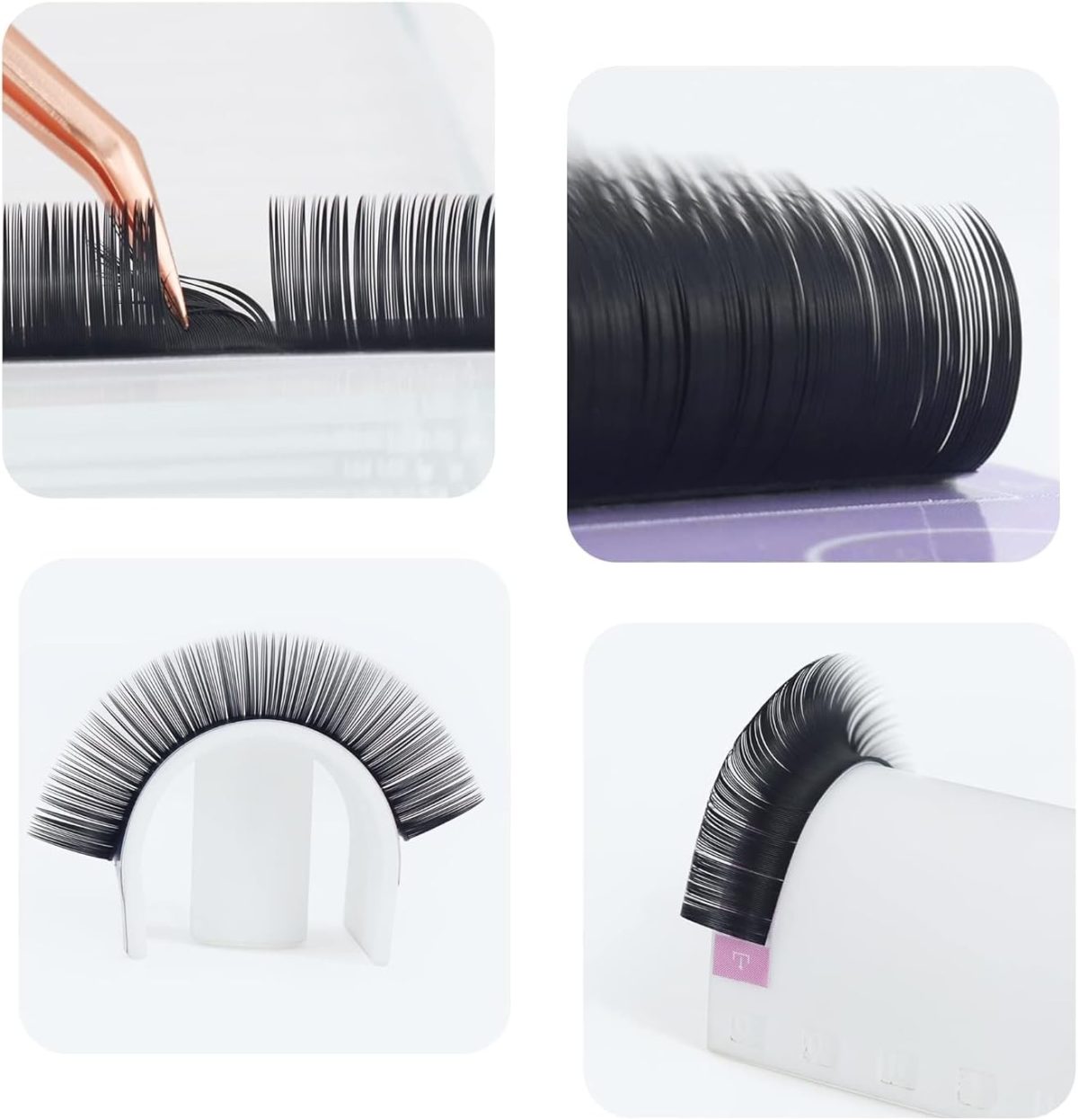 ⁦16 Rows Volume Classic Eyelash Extension 0.05 D Curl 10mm Matte Black Individual False Eye Lashes Extension Salon Use Natural Soft Fake Eyelashes Supplies (0.05 D, 10mm)⁩ - الصورة ⁦4⁩