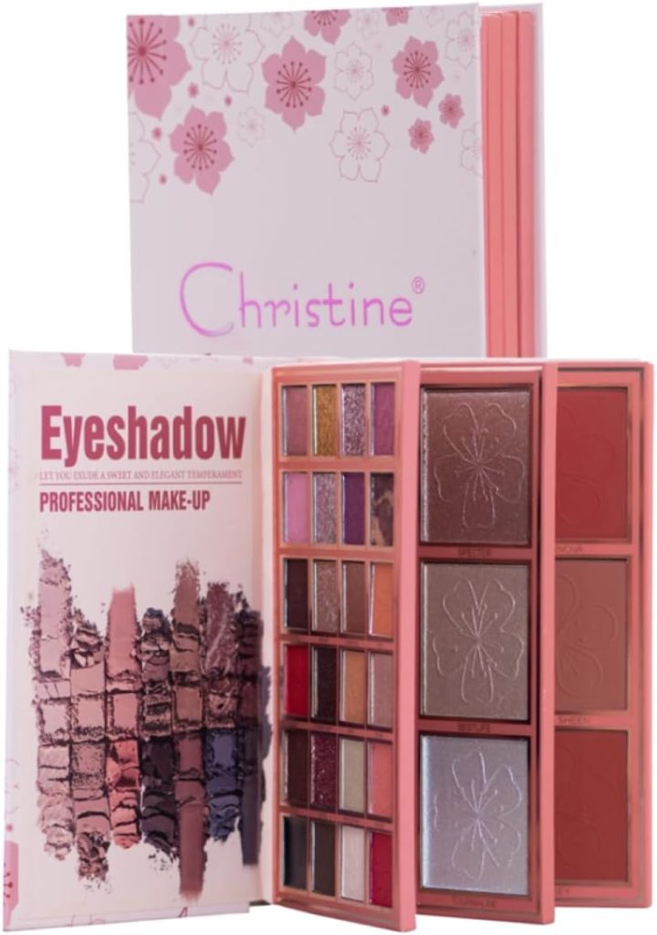 Christine Kristen 4 in 1 Palette Notebook Eye Shadow + Illuminator + Blush + Lipstick