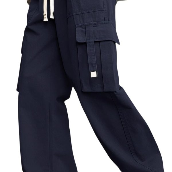 SEAUR Boys Baggy Cargo Pants Casual Loose Fit Cotton Fashion Drawstring Elastic Waist Joggers with Multi-Pockets Outdoor Children Trousers 7-16 Years