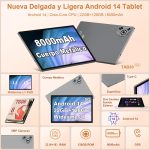 ⁦2025 Newest Android Tablet 14 Touch Tablet, 22(6+16)GB RAM+128GB ROM/TF 2TB, 8-Cores, 8000mAh, GPS, Face ID, Widevine L1, BT5.0, 8MP+5MP, WLAN 6, Parental Control, Tablet with Mouse-Grey⁩ - الصورة ⁦2⁩