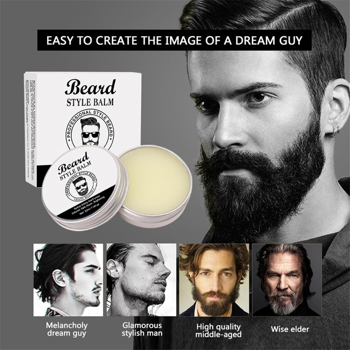 ⁦POSICHE Beard Style Balm 30ml Nourishes and Softens, Gentle and Conditioning, All-Natural Ingredients, Styles and Shapes, Promotes Healthy Growth, Adds Natural Shine, Travel-Friendly Size⁩ - الصورة ⁦4⁩