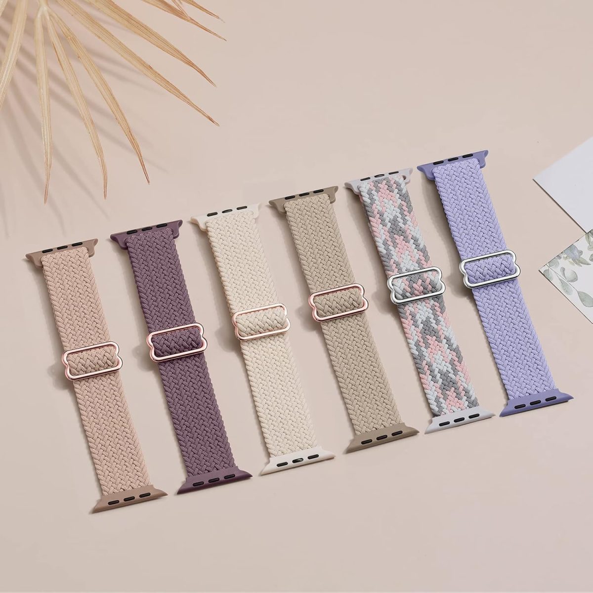 ⁦Upeak Braided Loop Compatible with Apple Watch Strap 49mm 45mm 44mm 42mm 41mm 40mm 38mm, Nylon Elastic Sport Replacement Band Compatible with Apple Watch Ultra 2 Series 9 8 7 6 5 4 3 2 1 SE Strap⁩ - الصورة ⁦4⁩