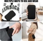 ⁦Neoprene Phone Pouch,Mobile Phone Sleeve Case with Zipper,Mobile Bag with Neck Lanyards Straps,Universal Shock Phone Sock,Black (7.2 inch)⁩ - الصورة ⁦4⁩