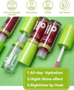 ⁦FALADANA Hydrating Lip Glow Oil-4Pcs Tinted Plumping Lip Oil Gloss, Ultra-Hydrating & Nourishing Lip Care Lip Tint, Smooth Glossy Finish Clear Tint Shiny and Vegan Fat Lip Oil (setA)⁩ - الصورة ⁦3⁩