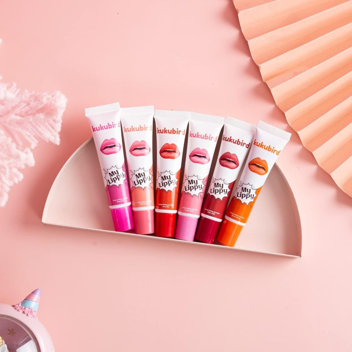 ⁦kukubird 6pcs Matte Lip Stain High Pigmented Longwear Peel Off Womens Waterproof Girl Makeup Beauty Set- Lip Tattoo⁩ - الصورة ⁦2⁩