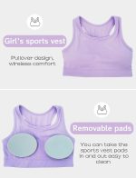 ⁦SEAUR Girls Dance Crop Tank Tops Solid Crewneck Racerback Athletic Camisoles Fashion Quick Dry Elastic Soft Dancewear⁩ - الصورة ⁦3⁩