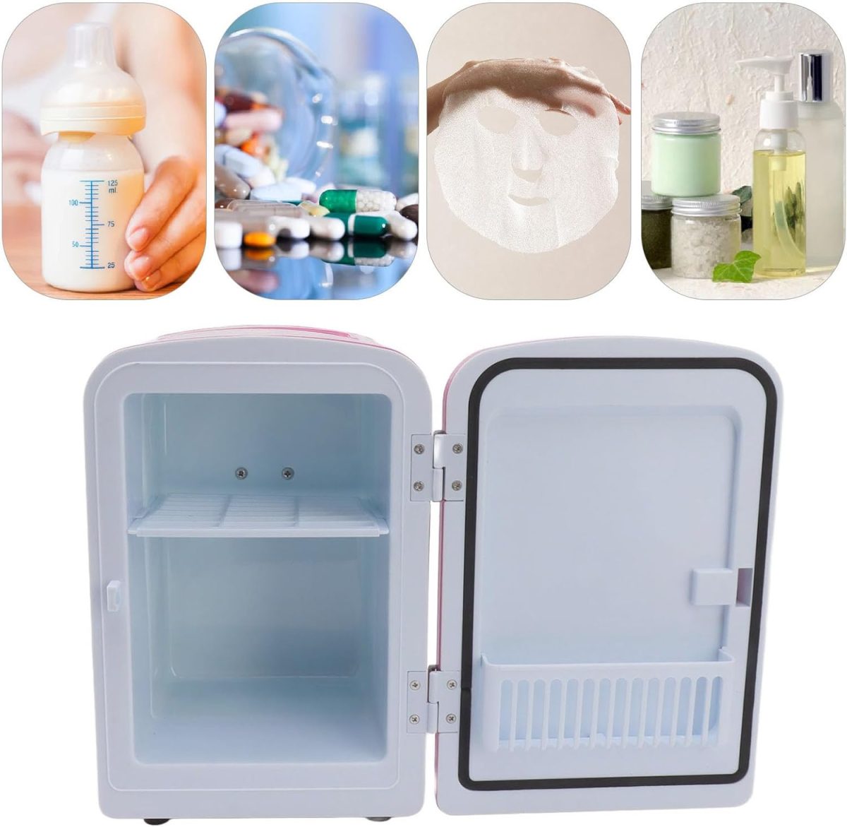 ⁦fannay 4L Mini Fridge, 36W DC12V Portable Cooler and Warmer with AC DC Adapters, Multifunctional Travel Small Refrigerator for Food, Drinks, Skin Care, Beauty, Breast Milk ()⁩ - الصورة ⁦3⁩