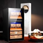⁦Freestanding cigar humidor Cigar Cooler/Cabinet Black Cigar Humidor Front Glass Door Counter Quiet Operation Compressor Adjust Temperature Wauyan⁩ - الصورة ⁦2⁩