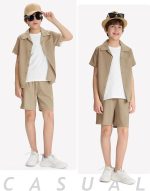 ⁦MoFiz Boys Boys Linen Short Sets Boys short set⁩ - الصورة ⁦7⁩
