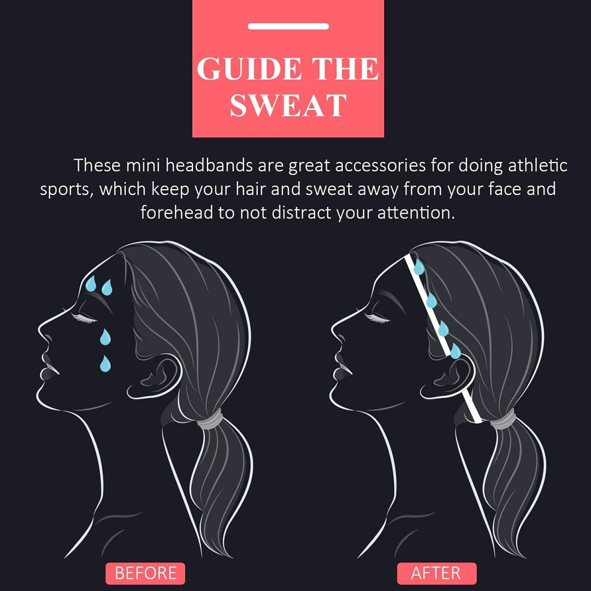 ⁦4 Pieces Thick Non-Slip Elastic Sport Headbands Hair Headbands for Women and Men (E)⁩ - الصورة ⁦5⁩