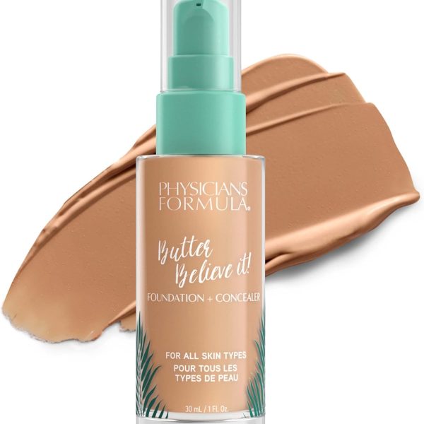 Physicians Formula Butter Believe It! Foundation + Concealer Medium | Dermatologist Tested, Clinicially Tested