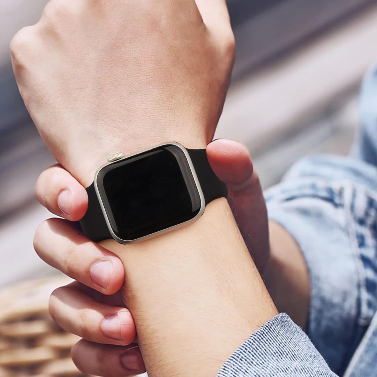 ⁦4 Pack Liquid Silicone Bands for Apple Watch Band 49mm 45mm 44mm 42mm 41mm 40mm 38mm,Soft Waterproof Strap for iWatch Series Ultra2/Ultra/9/8/7/6/5/4/3/2/1/SE Women Men⁩ - الصورة ⁦9⁩