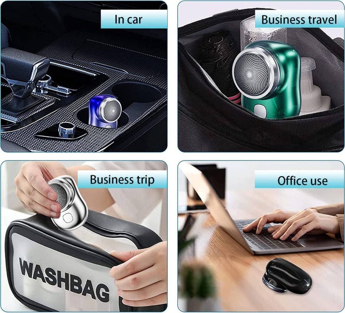 ⁦AWH Mini-Shave Portable Electric Shaver for Men, 2023 New Upgrade Rechargeable Mini Razor Easy One-Button Use Suitable for Home,Car Travel,Christmas,Father's Day,Mother's Day Gift⁩ - الصورة ⁦5⁩