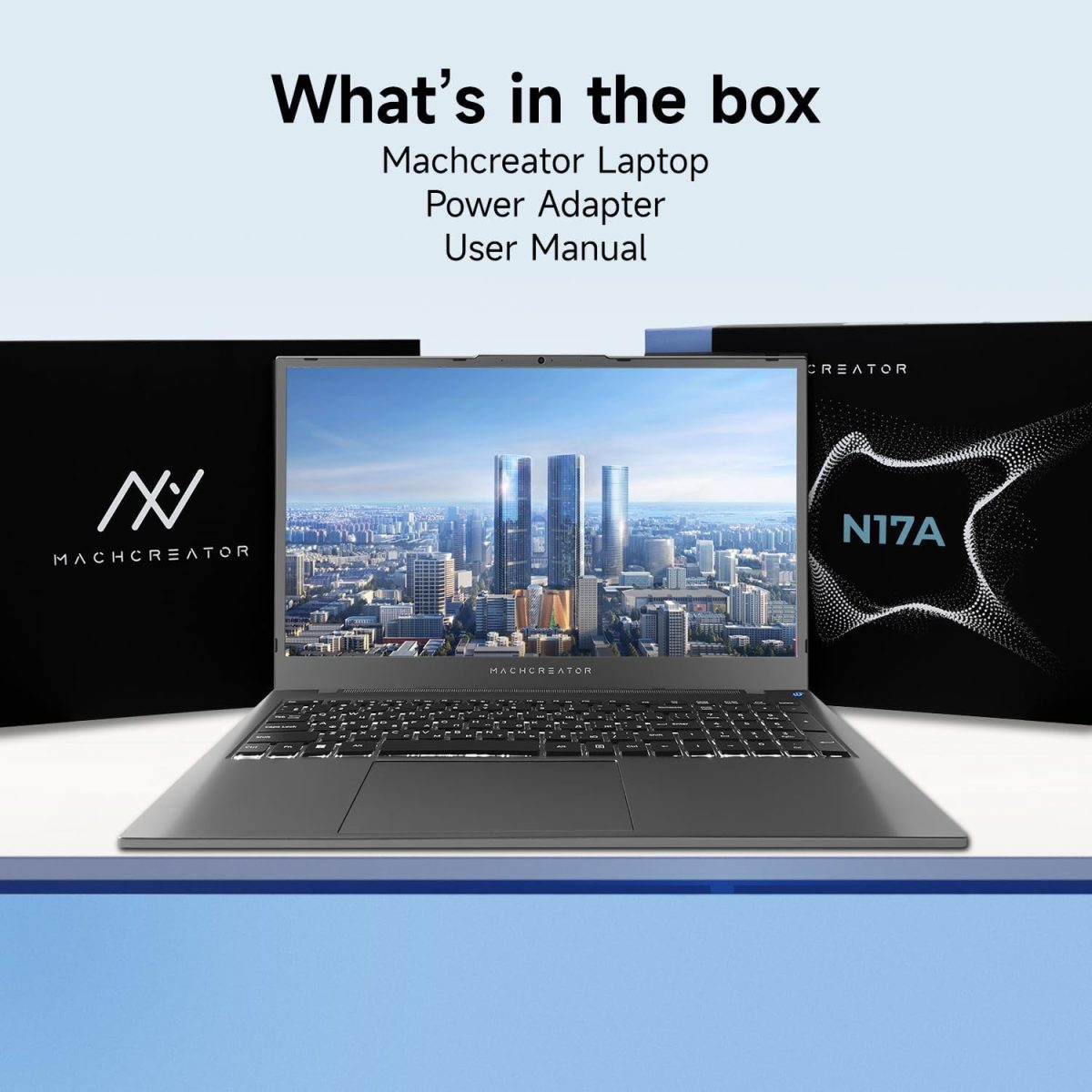 ⁦Machcreator Business Laptop, 17.3" FHD 120Hz, Intel Processor, 16GB DDR5 RAM, 1TB SSD, Backlit Keyboard, Large Touchpad, MicroSD Card Reader, Camera Shutter Switch, Wi-Fi, Win 11 Home, Grey⁩ - الصورة ⁦7⁩