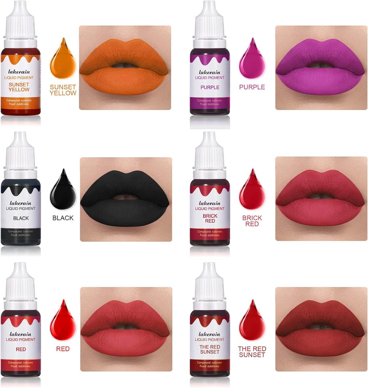 ⁦BONNIE CHOICE 12 Colors Liquid Lip Gloss Pigment Set, DIY Lipstick Liquid Pigment Set for Making Lip Gloss, DIY Lip Gloss Pigment Cosmetic Dye, Edible Coloring Pure Plant Pigment for Lip Gloss Base⁩ - الصورة ⁦3⁩