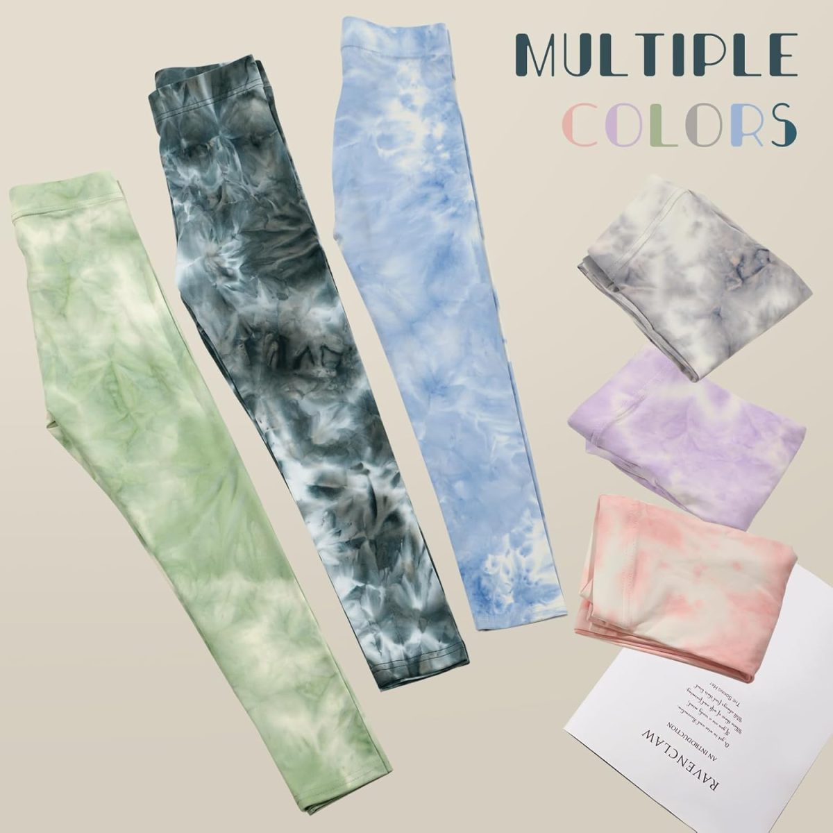 ⁦Chicduo 6 Pack Girls Printed Leggings Casual Yoga Pants for Girls Stretchy Tie-Dyed Leggings Girls Athletic Leggings⁩ - الصورة ⁦6⁩