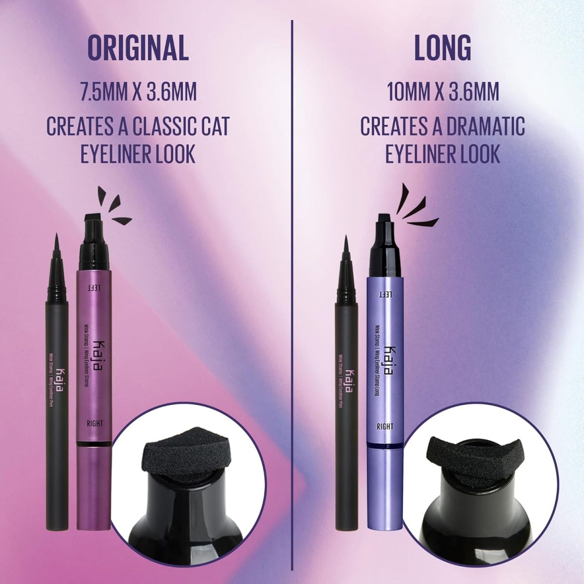 ⁦Kaja Winged Eyeliner Set - Wink Stamp Long | with Avocado Extract, Double-ended Wing, Smudge-Proof, Waterproof, Eye Irritation Tested, Long Lasting Pencil, Colorstay, Matte Finish, Cat Eye Look⁩ - الصورة ⁦8⁩