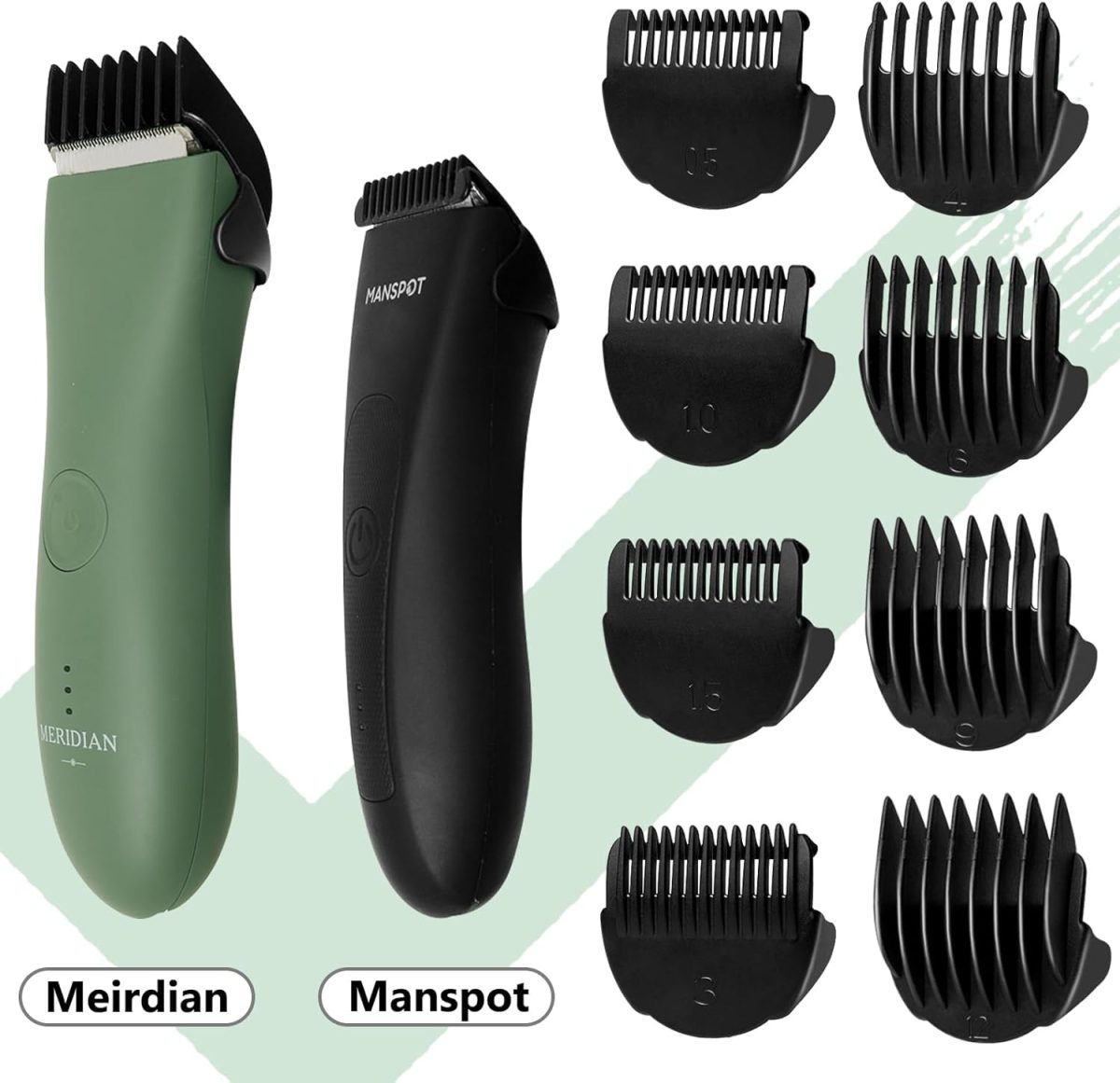 ⁦CR8GR8 Body Trimmer Guards,Guides Fit for Manspot Groin Hair Trimmer for Men,8pcs Clipper guards Set Fit for Meridian Ball Timmer,0.02inch to 0.5Inch(0.5mm-12mm) Black⁩ - الصورة ⁦3⁩