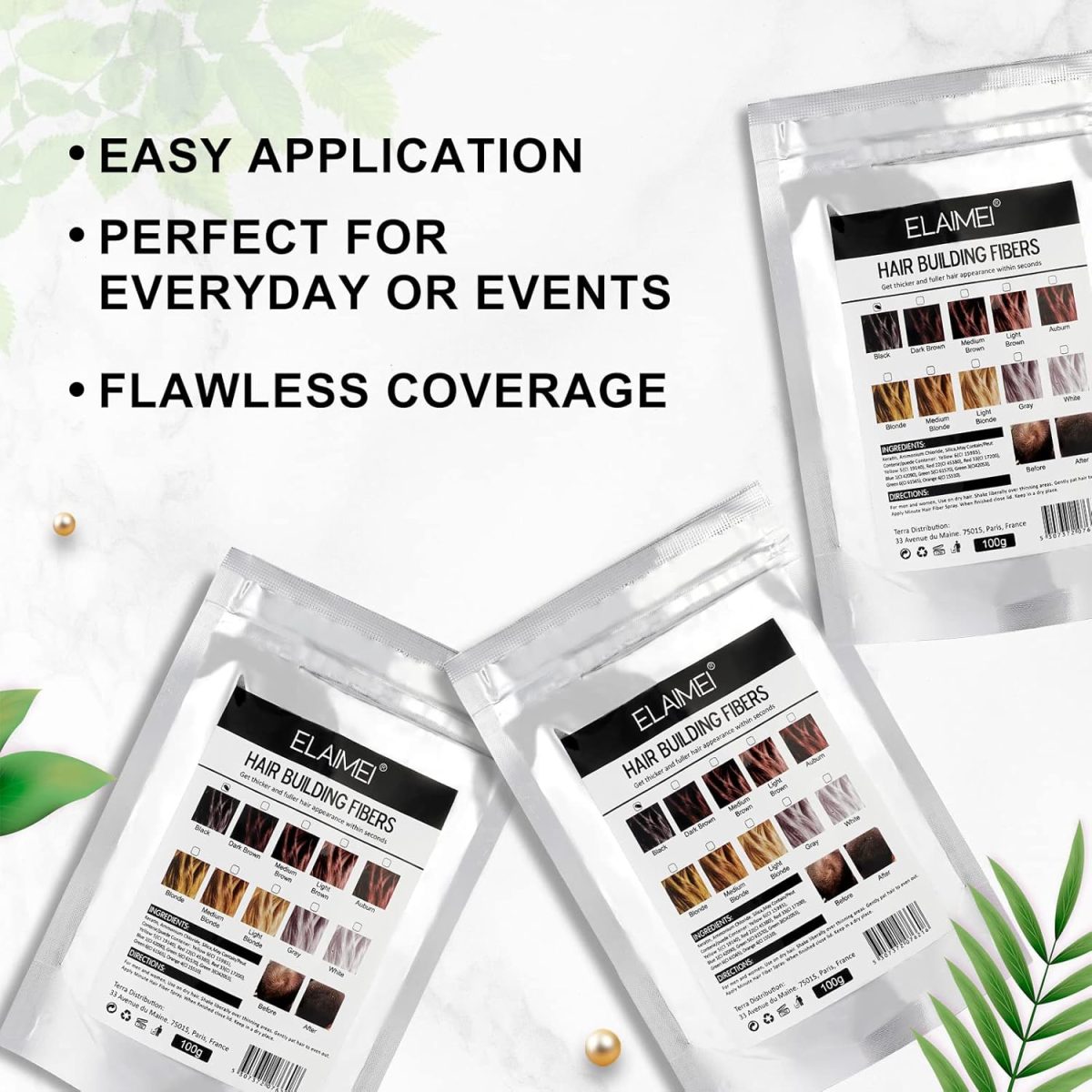 ⁦ALIVER Hair Fibers Spray Refill Powder 100 Grams,Black,Thinning Fine Hair Loss Concealer,Undetected & Unscented,Refill Exsiting Shaker Bottle⁩ - الصورة ⁦5⁩