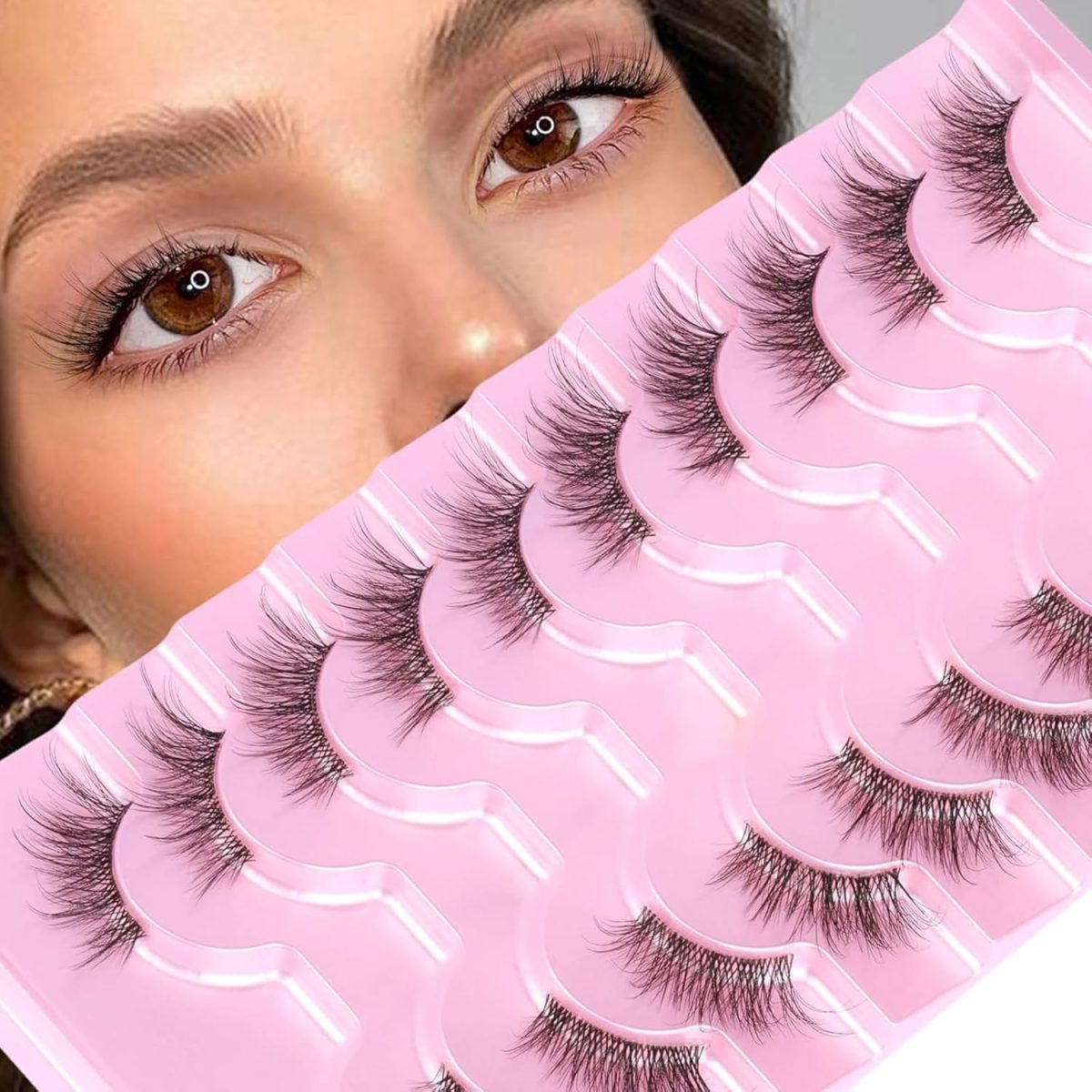 ⁦Bolivia's False Eyelashes, Fluffy Natural Look Cat Eye Lashes, Man-Made Fiber Fluffy Lashes Wispy, Portable Eye Lashes, 3D Soft False Lashes for Women’s Makeup Styling(10 Pairs)⁩ - الصورة ⁦5⁩
