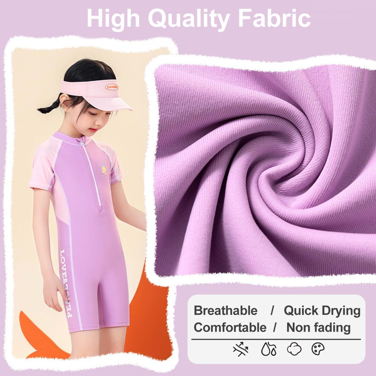⁦HI-FINE One Piece Swimwear, Swimsuit with Zipper for Kids, Swimming Costume Suit Surfing Swimming Age 3-14 Years⁩ - الصورة ⁦2⁩