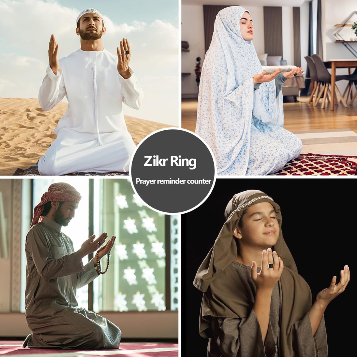 ⁦Generic Tasbih Smart Ring 20mm, Muslim Prayer, Prayer timing reminder, OLED display Tasbih Counter, Waterproof (Blue)⁩ - الصورة ⁦4⁩