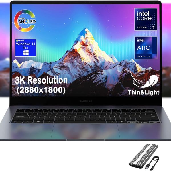 SAMSUNG Galaxy Book4 Pro Business Laptop, 14" 3K AMOLED Touchscreen, Intel 16-Core Ultra 7 155H, Long Battery Life, Thin & Light, 1080P AI Webcam, Windows 11Pro, w/128G PSD (16GB RAM | 4TB SSD)