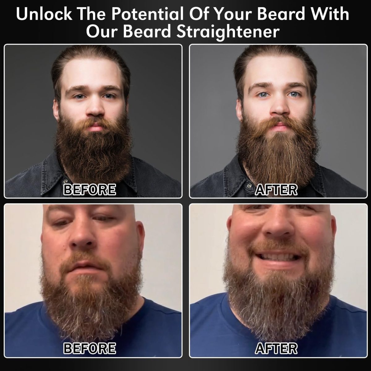 ⁦Beard Straightener for Men, Anti-Scald Heated Beard Brush, Portable Cordless Hair Straightener, Electric Hot Comb 3 Temp Settings, Ionic Mini Straightener for Home and Travel⁩ - الصورة ⁦7⁩