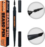 Beard Pen Filler for Men - Barber Styling Grooming Pencil with Brush - Waterproof Proof, Sweat Proof, Long Lasting Solution with Natural Finish - Cover Beard and Scalp Patches - Dark Brown 1 Pack
