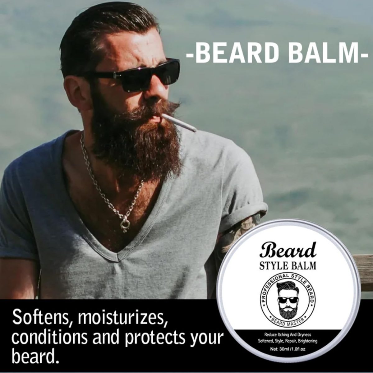 ⁦POSICHE Beard Style Balm 30ml Nourishes and Softens, Gentle and Conditioning, All-Natural Ingredients, Styles and Shapes, Promotes Healthy Growth, Adds Natural Shine, Travel-Friendly Size⁩ - الصورة ⁦8⁩