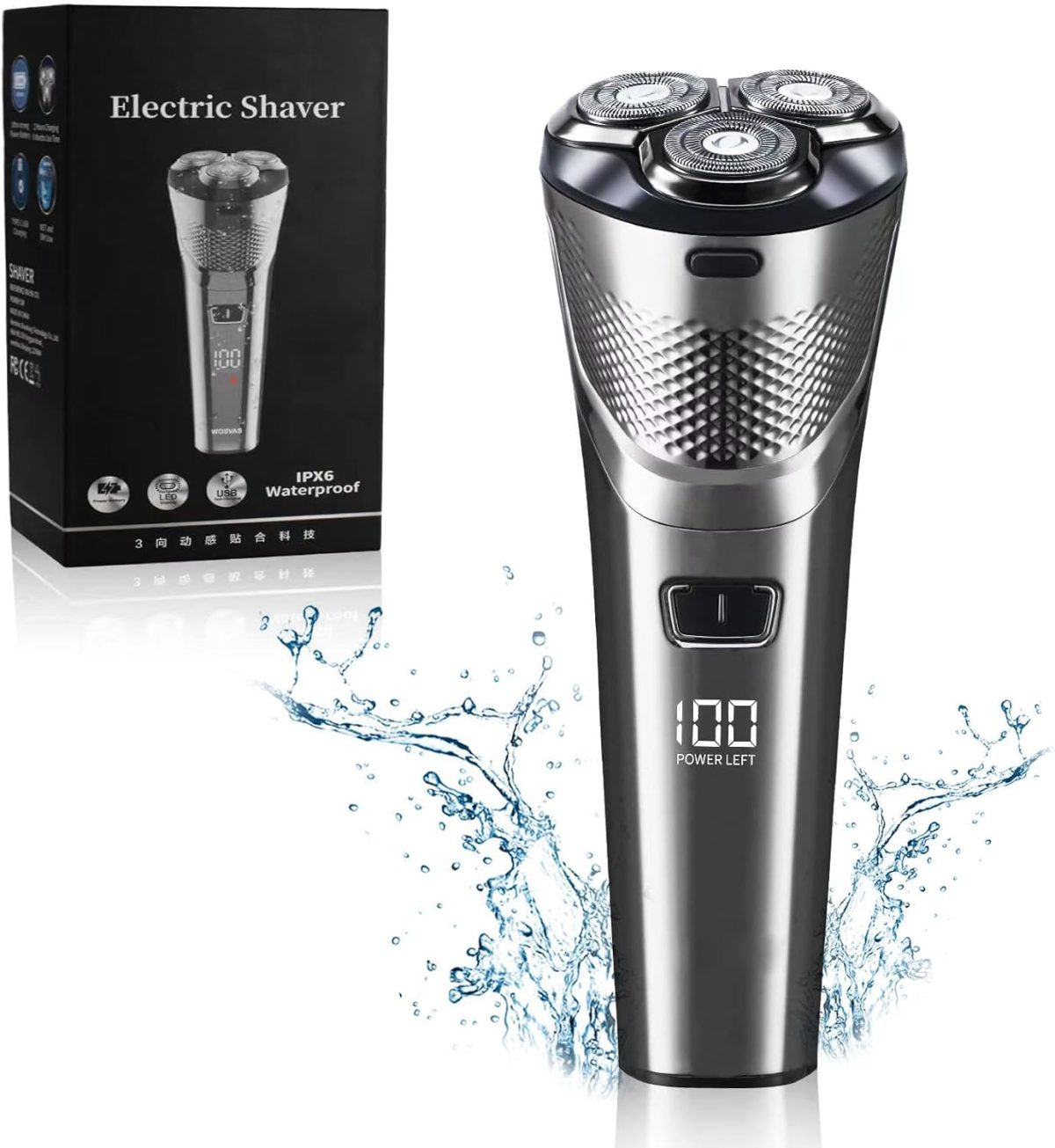 PUCHEN [Upgraded] Electric Shavers Electric Razor for Men with LED Display, 2000 mAh Shaver Rechargeable USB C for Shaving Face Dry Wet Rotary Shaver (Black)
