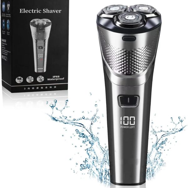 PUCHEN [Upgraded] Electric Shavers Electric Razor for Men with LED Display, 2000 mAh Shaver Rechargeable USB C for Shaving Face Dry Wet Rotary Shaver (Black)