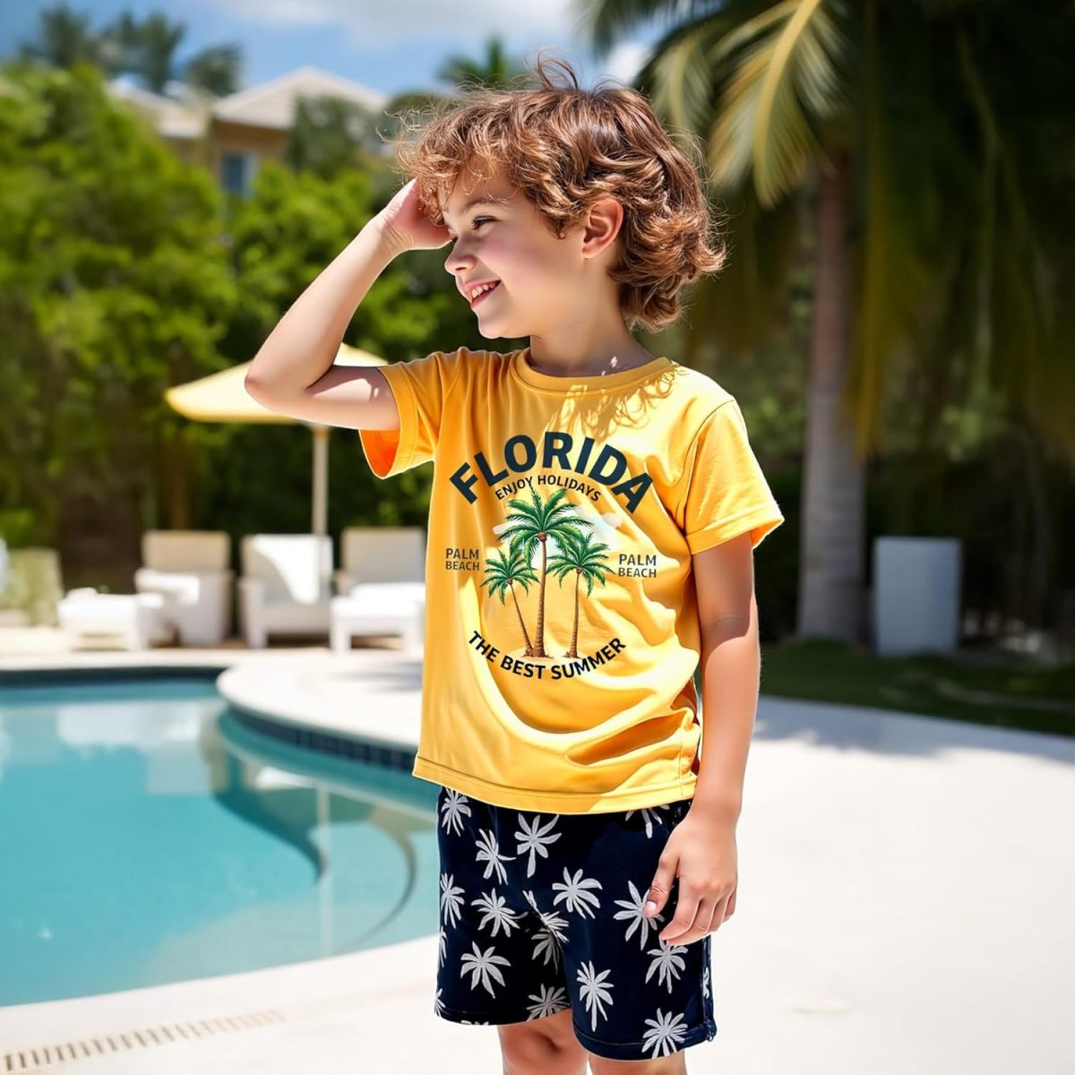 ⁦Xulinova 2 pack boys summer outfit set, dinosaur & car print t-shirts and shorts, 4pcs breathable clothes for 4–7Y, طقم العيد للأولاد, طقم ديناصور أولاد, ملابس أولاد صيفية, ملابس أطفال⁩ - الصورة ⁦3⁩