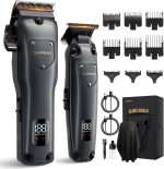 SUPRENT Hair Clippers for Men Professional, USB-C Rechargeable Cordless Clippers for Hair Cutting, Mens Hair Clippers and Trimmer Kit for Barber with LED Display for Barbers & Home Use (Gray)