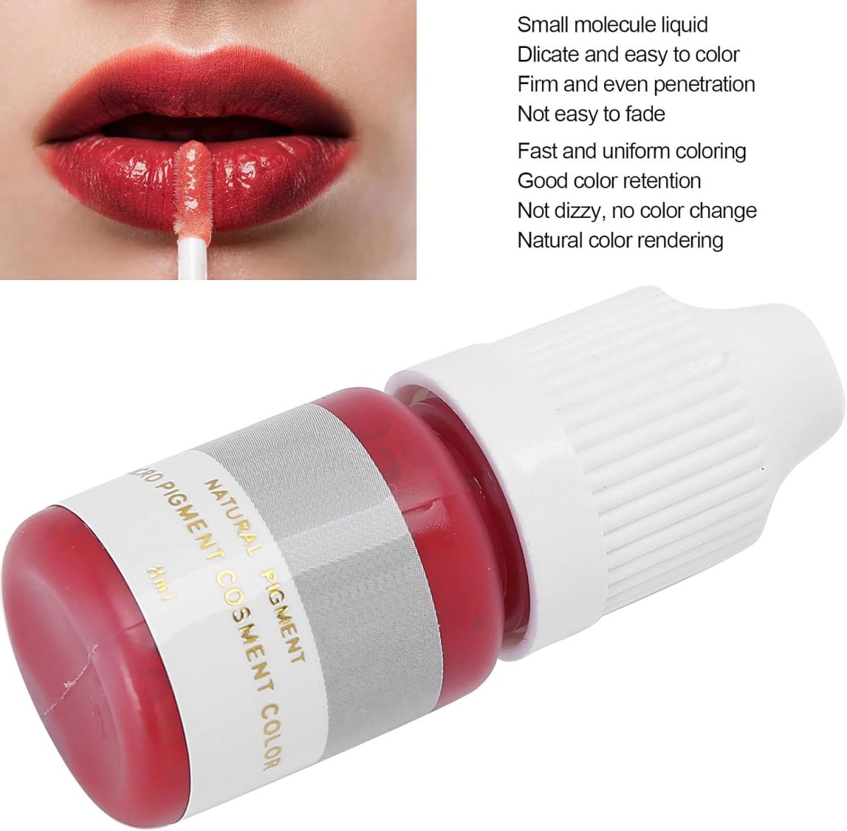 ⁦FOKFO Semi-permanent Tattoo Ink, Lip Tattoo Ink, 8ml(#3), Red⁩ - الصورة ⁦3⁩
