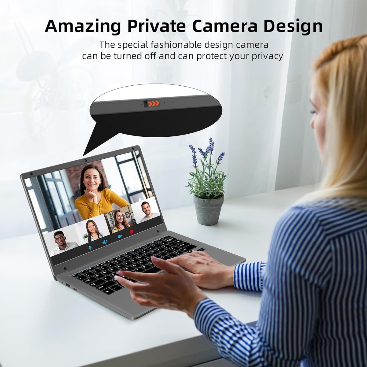 ⁦Exilapsire 14.1 inch Laptop Computer,Celeron Quad-Core Up to 2.2 GHz,4GB RAM and 320GB SSD,W11 Laptop Computers with FHD IPS,Slim and Lightweight Notebook,Work and Students laptops,Gray,WPS⁩ - الصورة ⁦2⁩