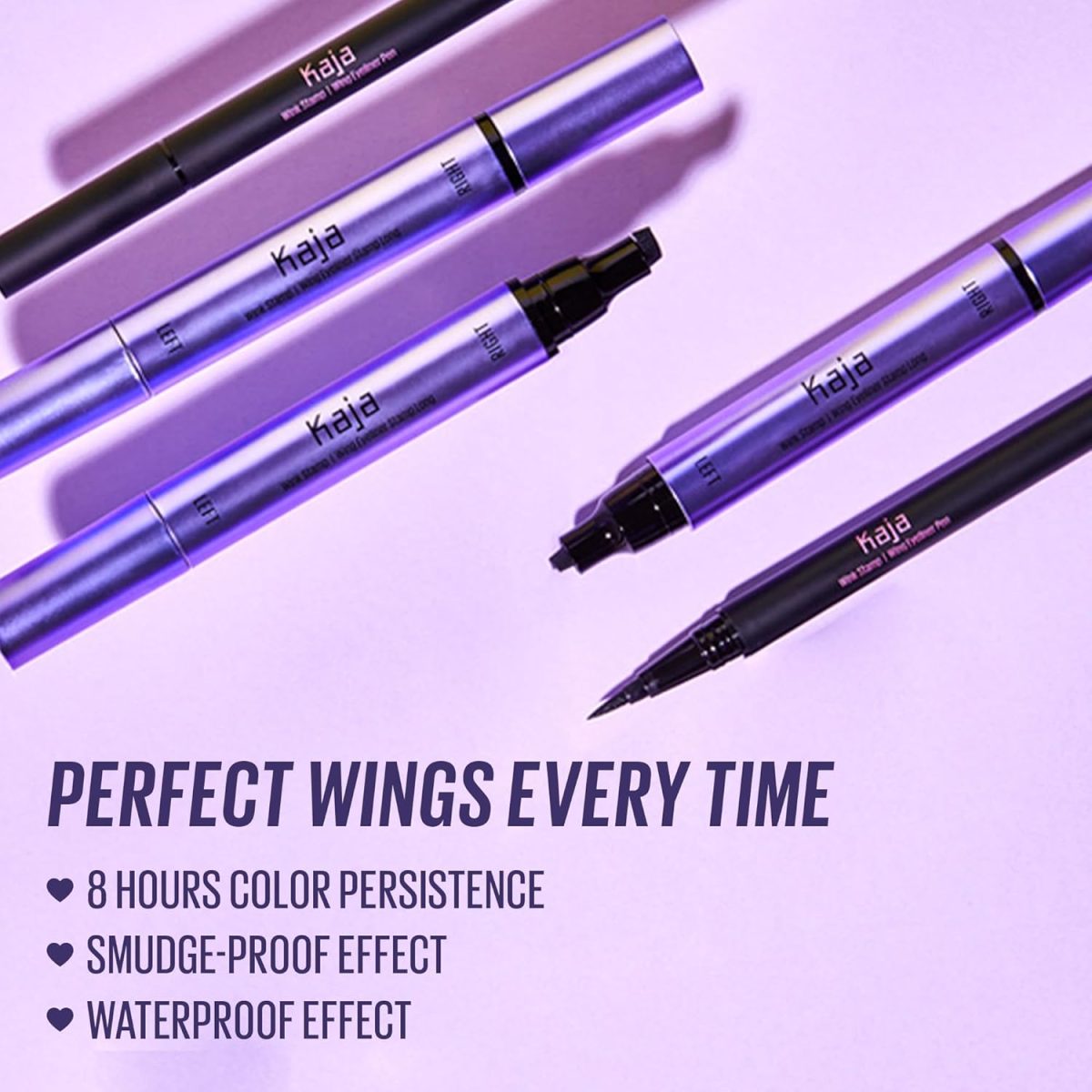 ⁦Kaja Winged Eyeliner Set - Wink Stamp Long | with Avocado Extract, Double-ended Wing, Smudge-Proof, Waterproof, Eye Irritation Tested, Long Lasting Pencil, Colorstay, Matte Finish, Cat Eye Look⁩ - الصورة ⁦2⁩