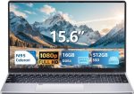 15.6 Inch Laptop, N95 Processor (Up to 3.4 GHz) Gaming Laptop 1920 x 1080 FHD IPS Screen, Laptops Computer 16 GB DDR4 512 GB SSD,180° Open Angle,Fingerprint Unlock Backlit Keyboard, WiFi 5, Webcam