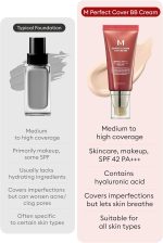 ⁦Missha M Perfect Cover BB Cream SPF 42 PA+++ (13 Bright Beige), Amazon Code Verified for Authenticity, 50ml, Concealing Blemishes, dark circles, UV Protection⁩ - الصورة ⁦5⁩