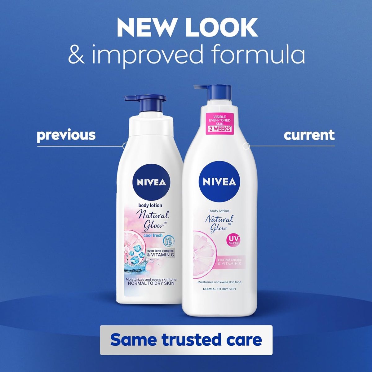⁦NIVEA Body Lotion for Normal to Dry Skin, Natural Glow, with Vitamin C and UV Filter, Moisturizes and Evens Skin Tone, 3x400ml⁩ - الصورة ⁦7⁩