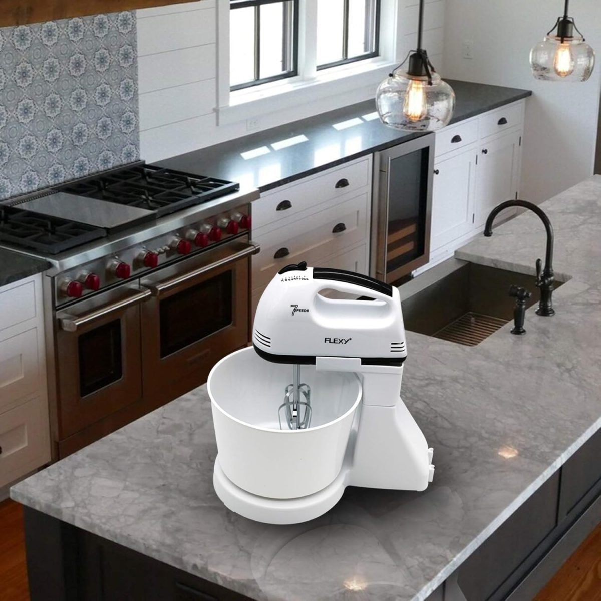 ⁦FLEXY® Germany Turbo 7 Speed 250W Hand Mixer With 2 Beaters, 2 Dough Hooks And 2L Bowl - 2 Years Warranty⁩ - الصورة ⁦7⁩