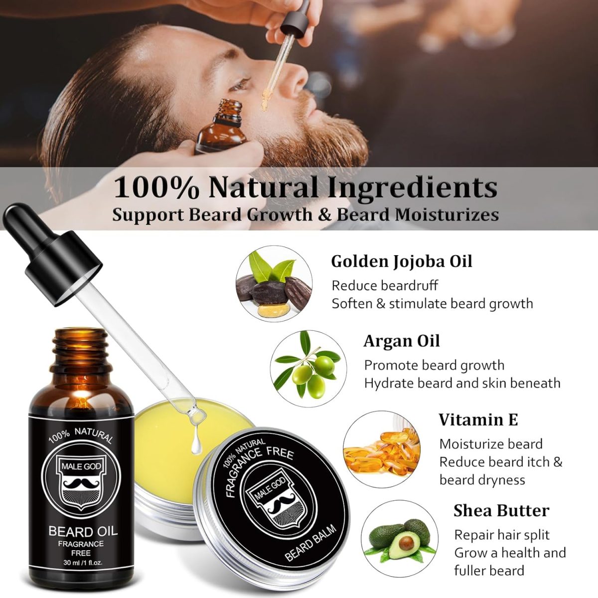 ⁦Gifts for Men, Beard Kit w/Handmade Beard Oil &Blam, Handmade Beard Brush &Comb, Anniversary &Birthday Gifts, Unique Gifts for Him Husband Boyfriend, Beard Care Kit for Daddy, Gifts for Men Dad⁩ - الصورة ⁦3⁩