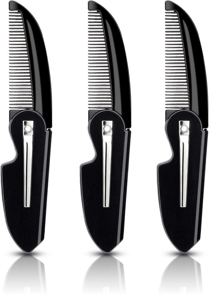 Azonee Folding Mustache Comb and Beard Comb, Small Pocket Comb for Men Everyday Grooming and Hair Care. Saw-cut and Hand Polished Styling Men's Folding Comb(3 Pieces)